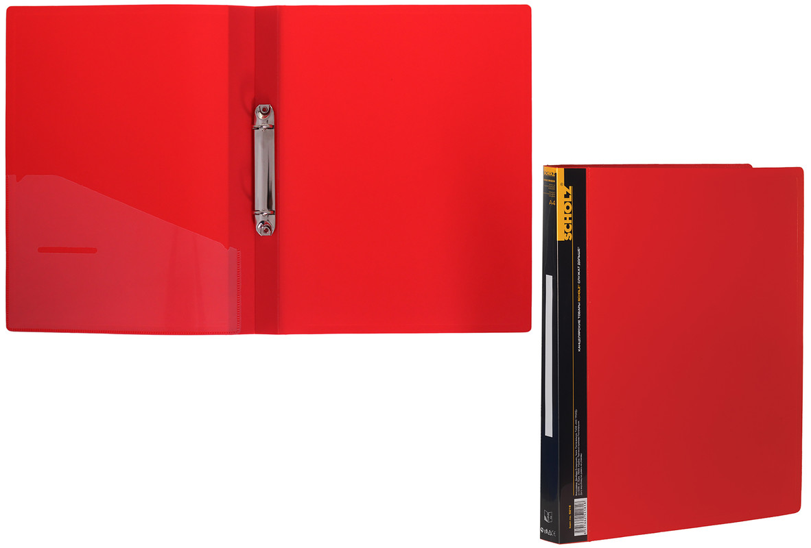 Папка на кільцях SCHOLZ (5218SCH), на 2 кільця, PP, 700мкм, A4 з кишенею, черв.